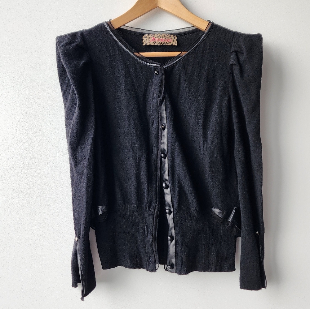 Vintage 2Maggio Fancy Peplum Cashmere Wool Blend Knit Button Down Cardigan